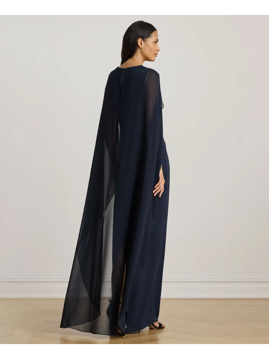 Платье из жоржета Lauren Ralph Lauren — изображение 3 из 3, темно-синий
