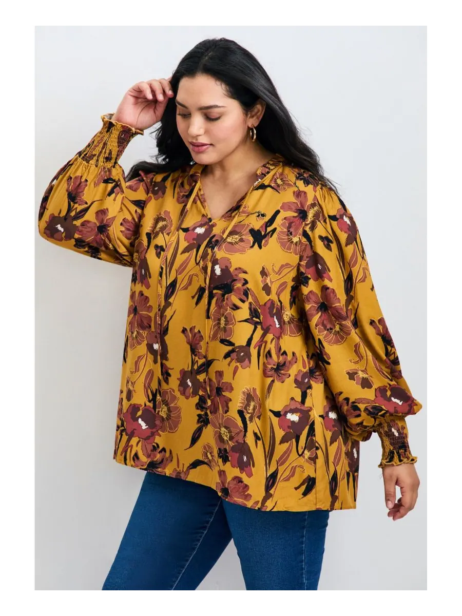 Женская блузка Abby с рукавами-блузонами AVENUE, Sketched floral — изображение 3 из 3