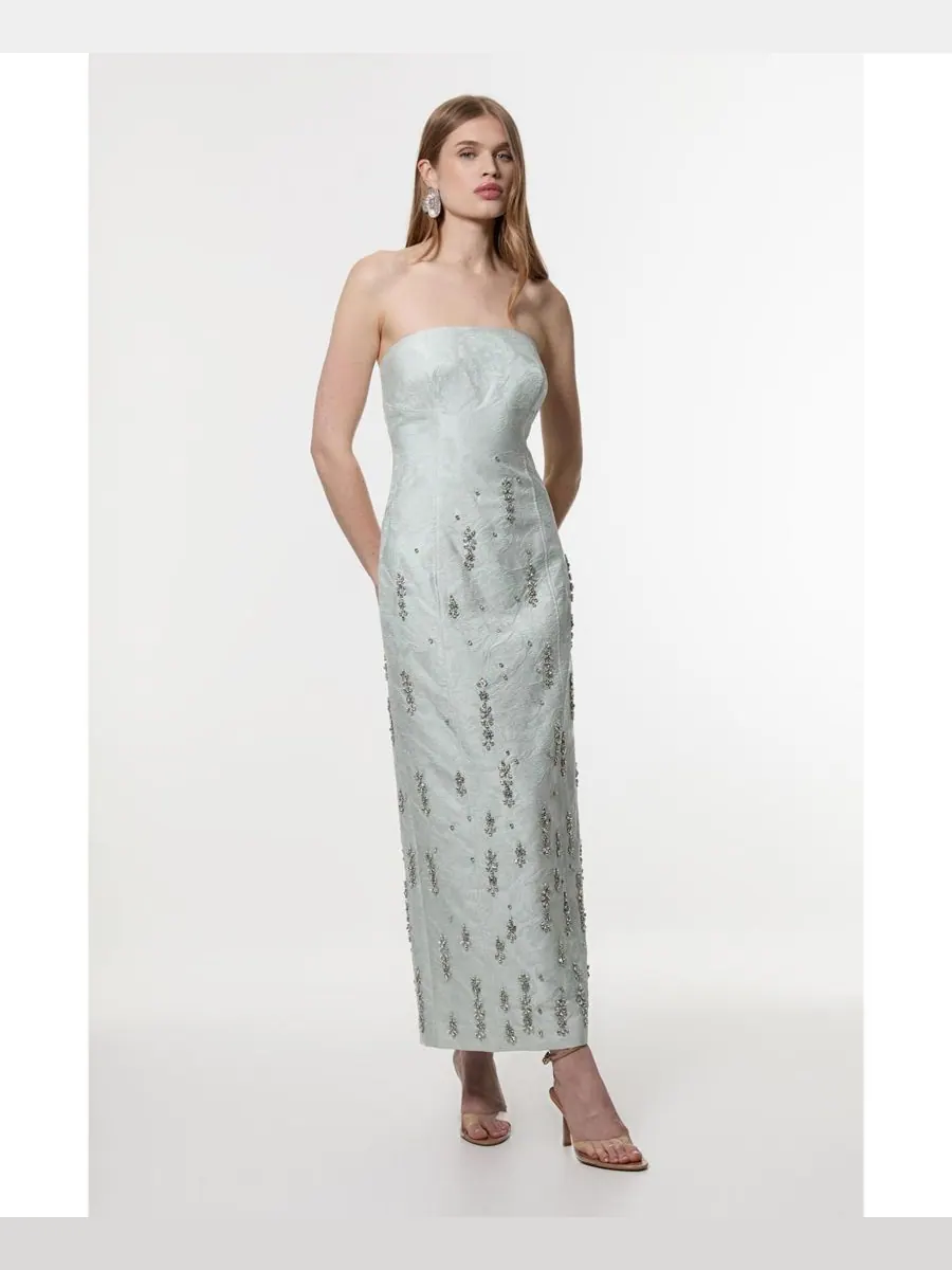 Платье-миди без бретелей, украшенное кристаллами Karen Millen