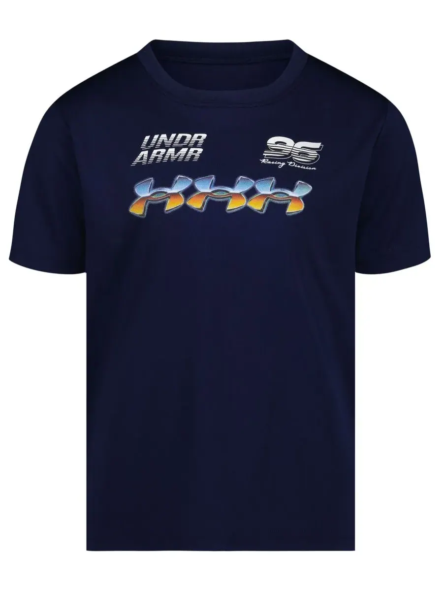 Детская футболка с коротким рукавом Tech Racer Burst 2T-7 для мальчиков Under Armour — изображение 1 из 5, темно-синий