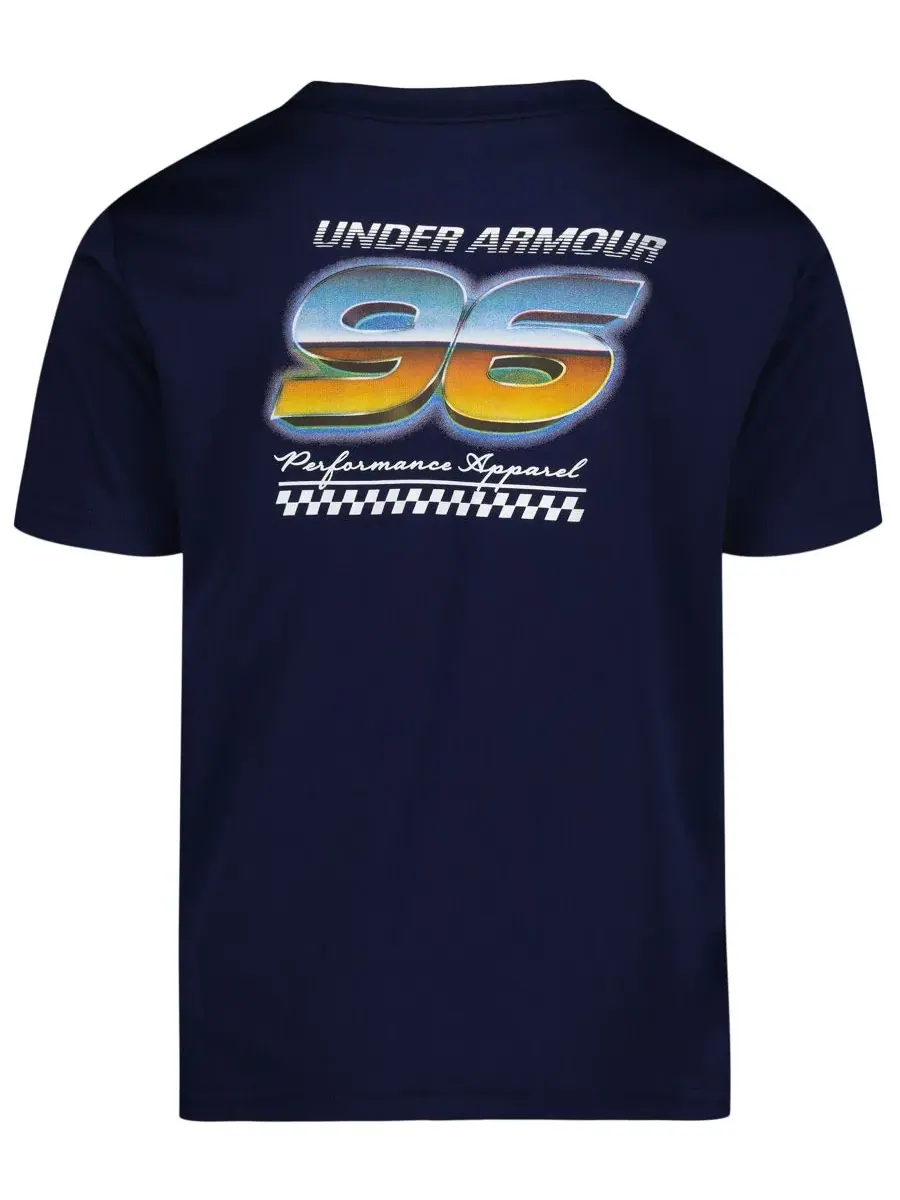 Детская футболка с коротким рукавом Tech Racer Burst 2T-7 для мальчиков Under Armour — изображение 2 из 5, темно-синий