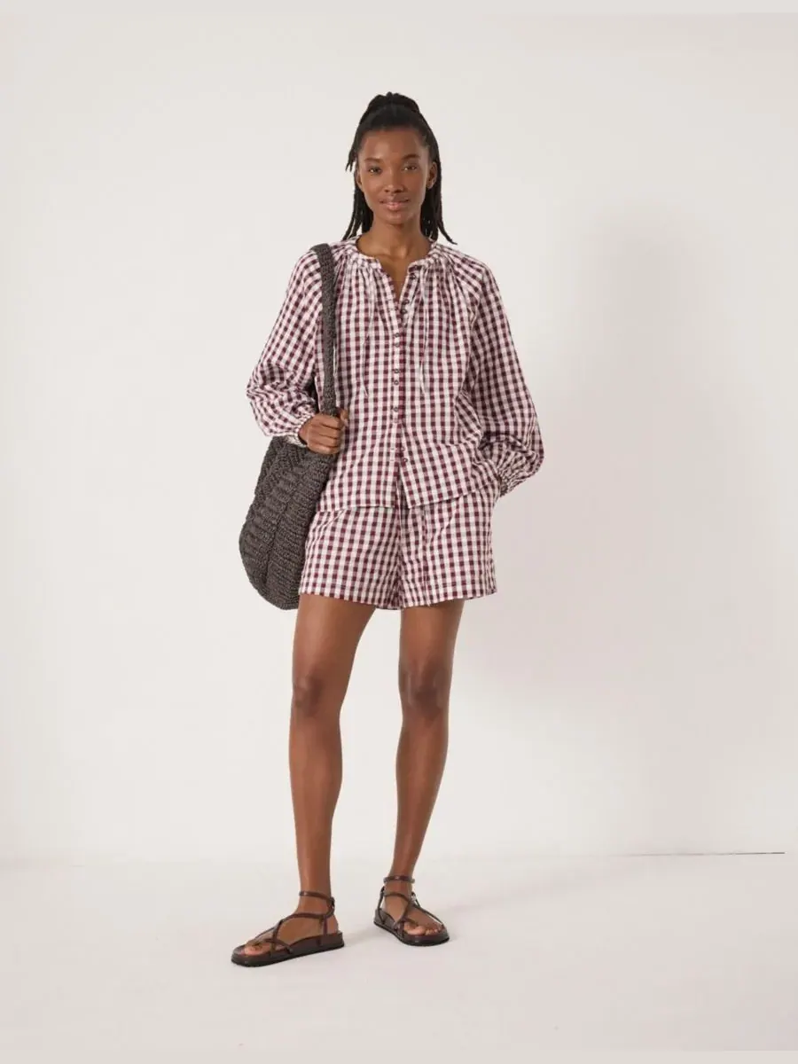 Hush Женские пляжные шорты Ernie Gathered Gingham — изображение 2 из 8, красный белый