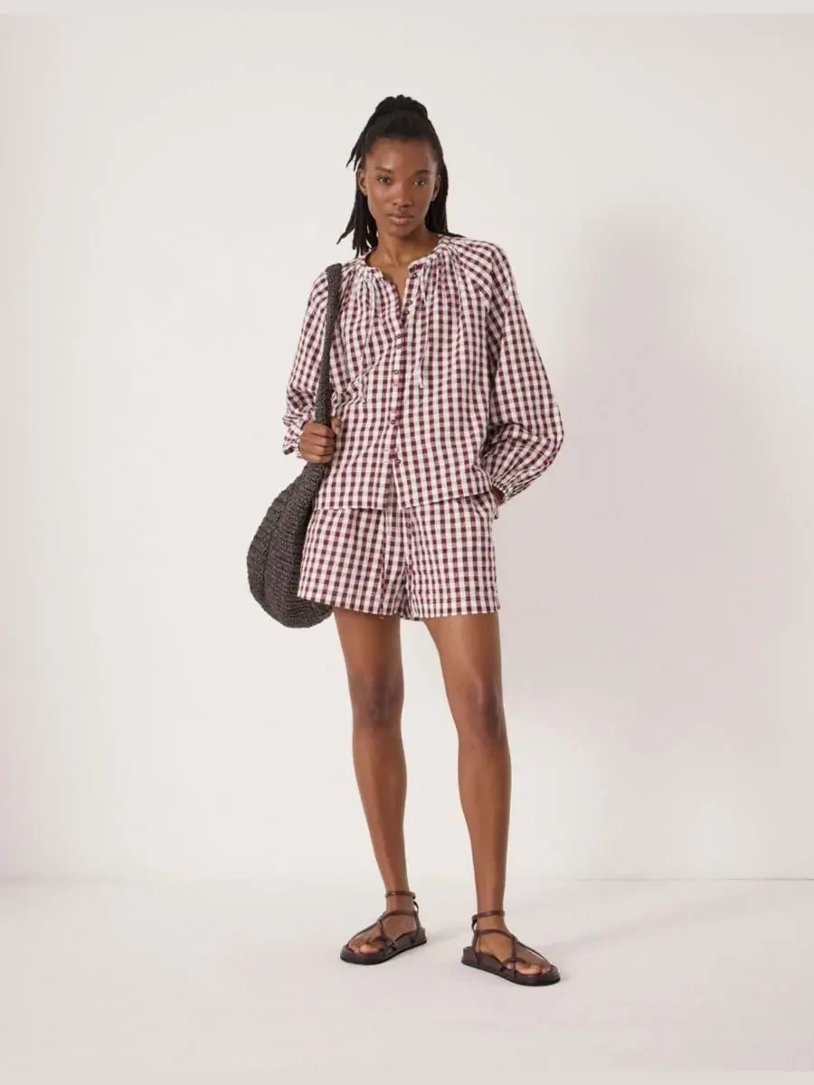 Hush Женские пляжные шорты Ernie Gathered Gingham — изображение 3 из 8, красный белый
