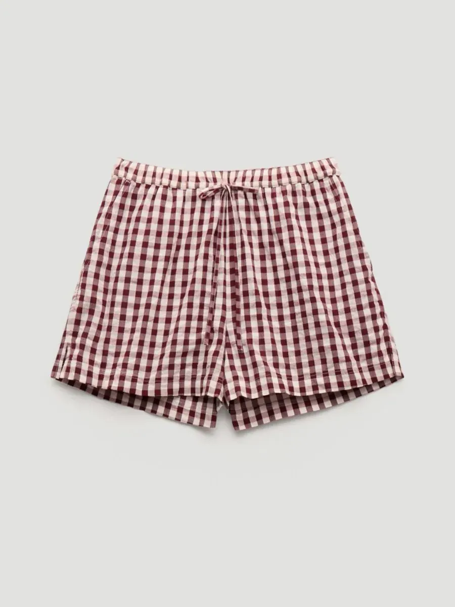 Hush Женские пляжные шорты Ernie Gathered Gingham — изображение 5 из 8, красный белый