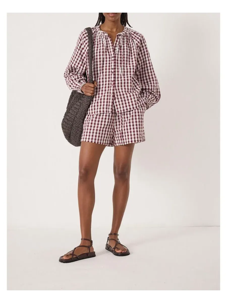 Hush Женские пляжные шорты Ernie Gathered Gingham — изображение 8 из 8, красный белый