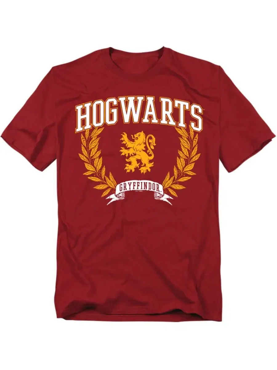 Мужская футболка с изображением арки Хогвартса и листьев Гриффиндора Harry Potter