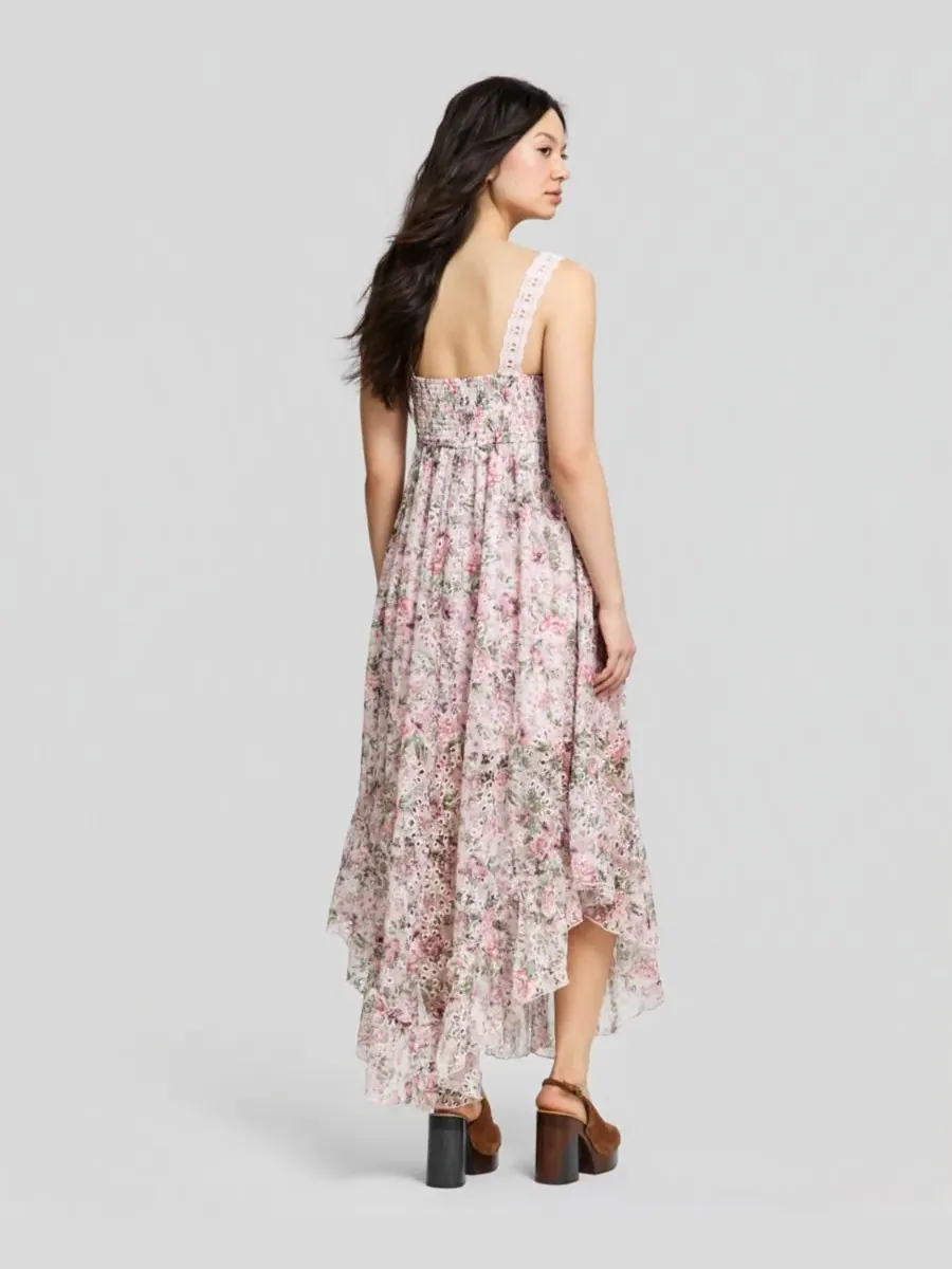 Женское асимметричное макси-платье из шифона с перфорацией And Now This, Mauve Floral — изображение 5 из 5