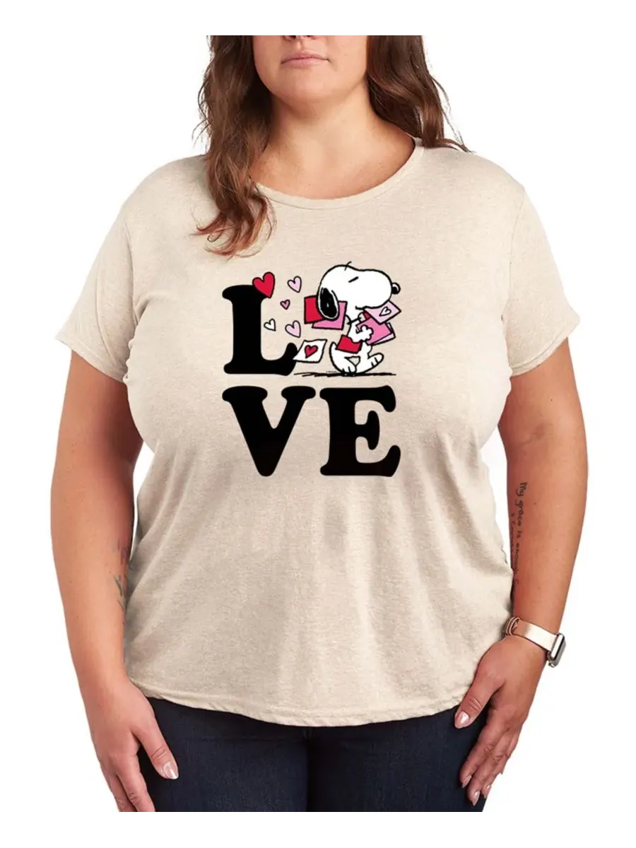Женская футболка с коротким рукавом и графическим принтом "Peanuts Love Snoopy" Hybrid Apparel — изображение 1 из 3
