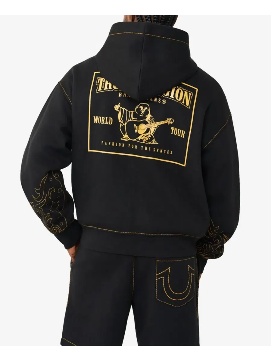 Мужская толстовка Rodeo Big T Boxy Zip Hoodie Sweatshirt True Religion — изображение 3 из 3, черный