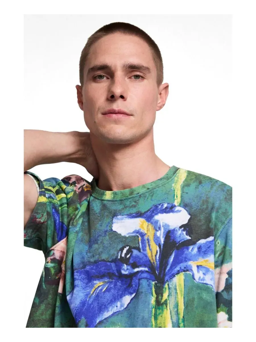 Мужская футболка с цветочным принтом Desigual — изображение 4 из 4, темно-синий синий
