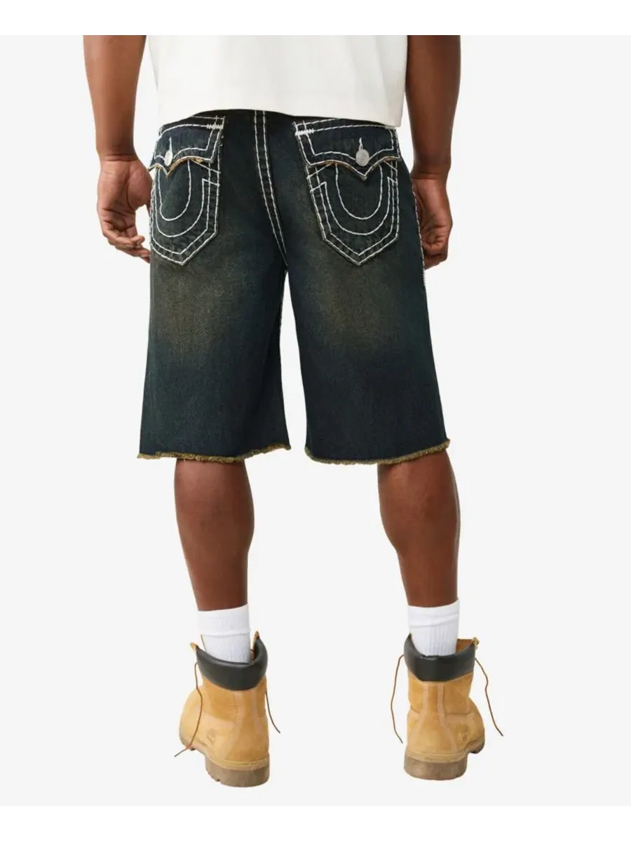 Мужские шорты Vinny Baggy Fray Flap Shorts True Religion — изображение 3 из 3, джинсовый синий темный