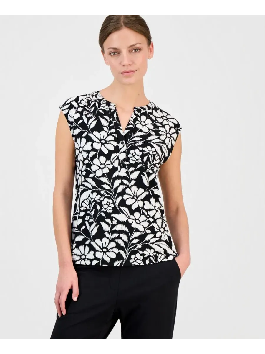 Укороченная футболка с принтом и короткими рукавами Anne Klein Essentials