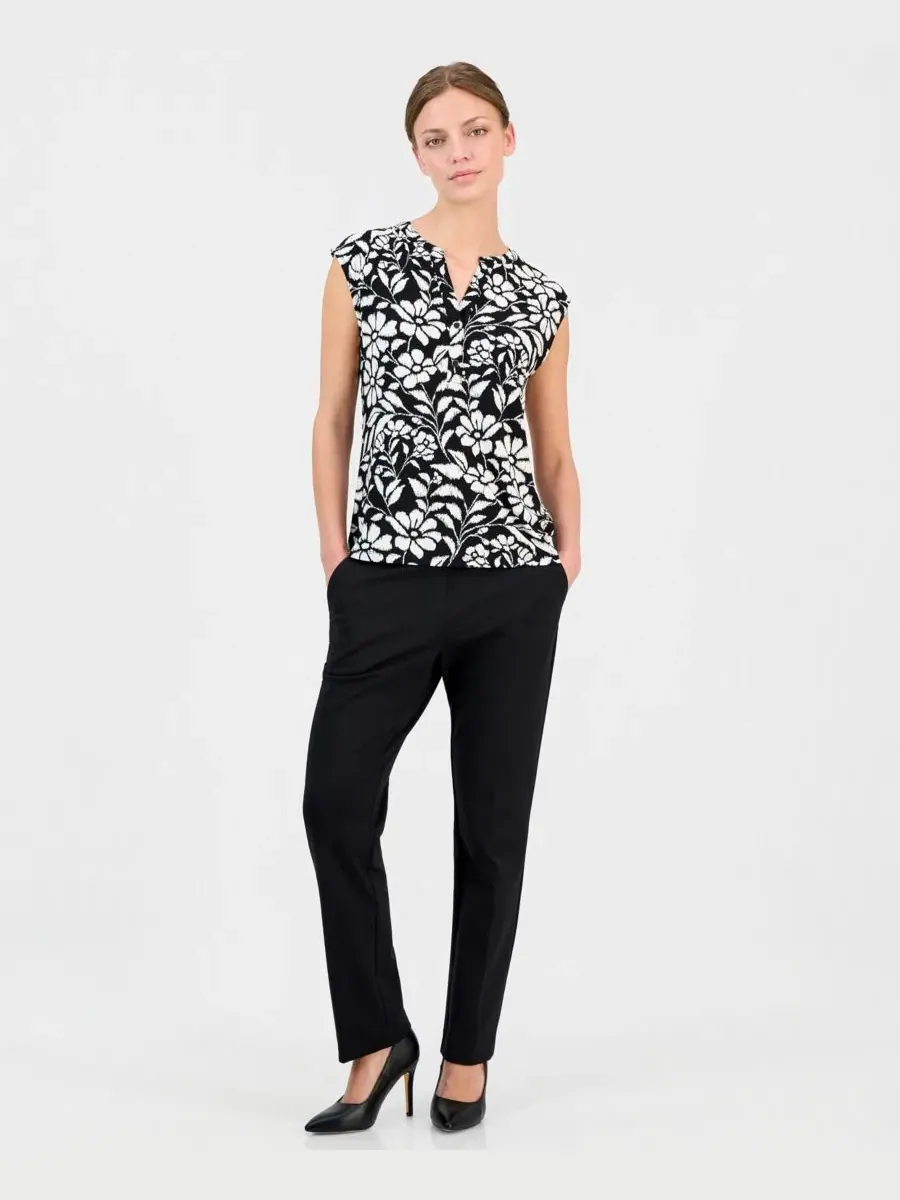 Укороченная футболка с принтом и короткими рукавами Anne Klein Essentials — изображение 4 из 4, черный/белый