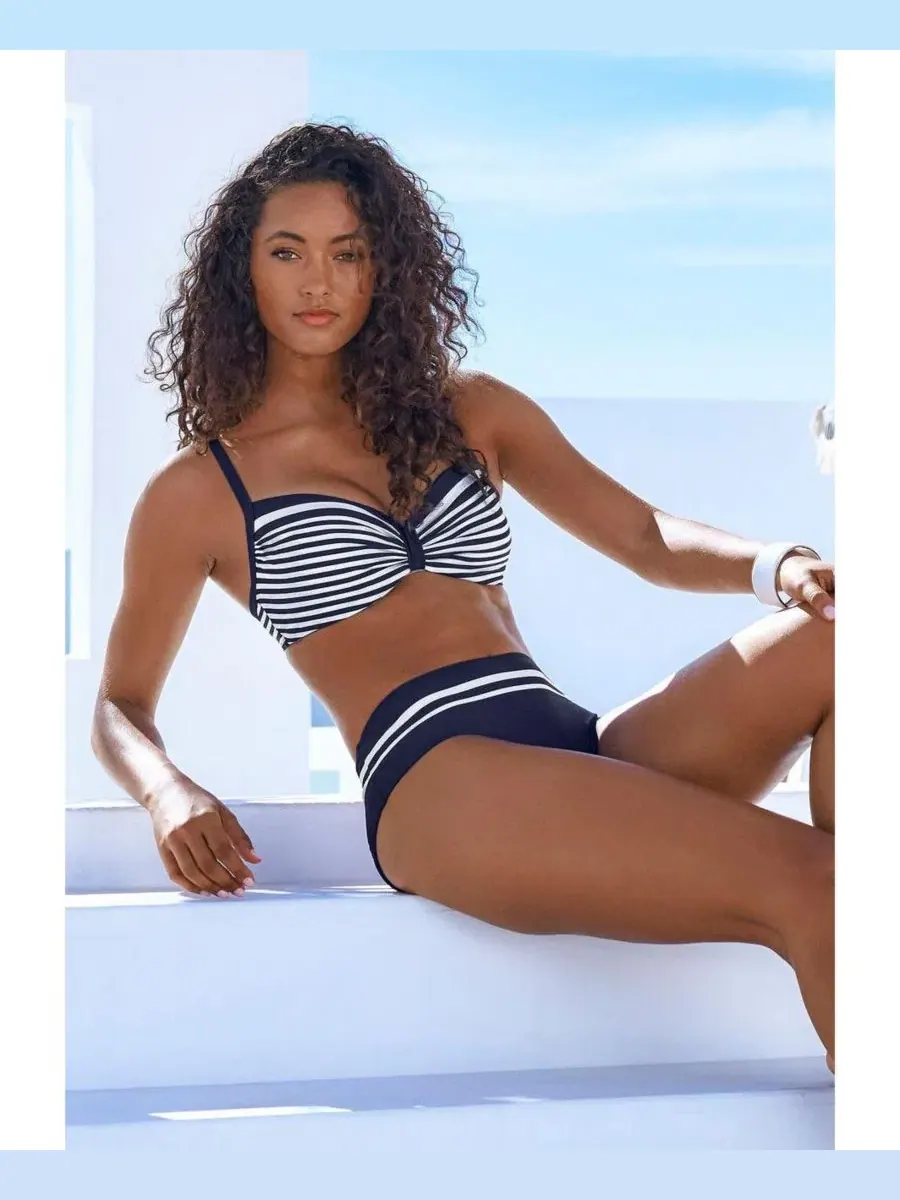 Бикини-топ на косточках с принтом Navy & White LASCANA — изображение 8 из 8, темно-синий белый