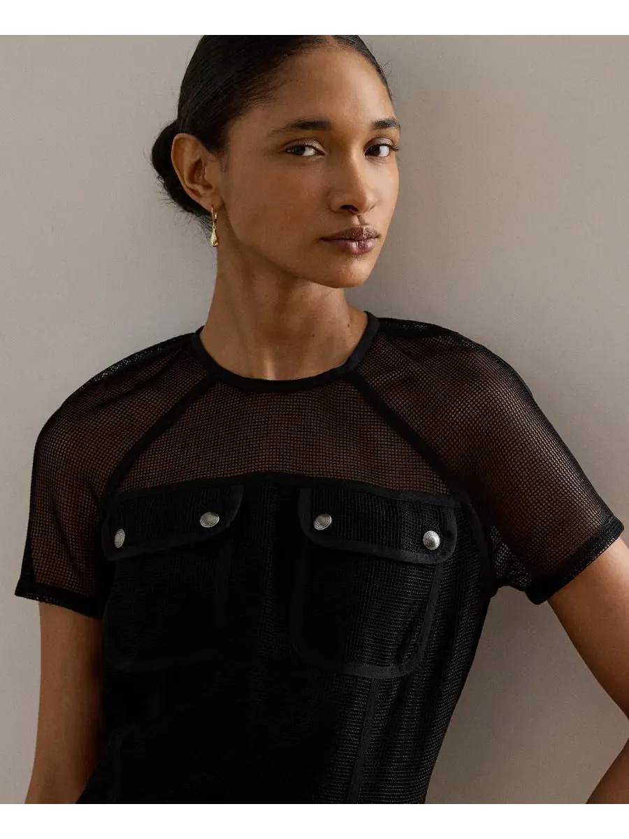 Платье-футболка с коротким рукавом, сетчатое Lauren Ralph Lauren — изображение 2 из 4, черный