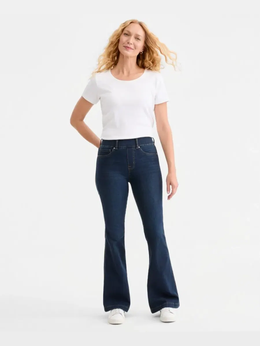 Джинсы-клеш с высокой посадкой Petite Style & Co, Midnight Wash — изображение 2 из 9