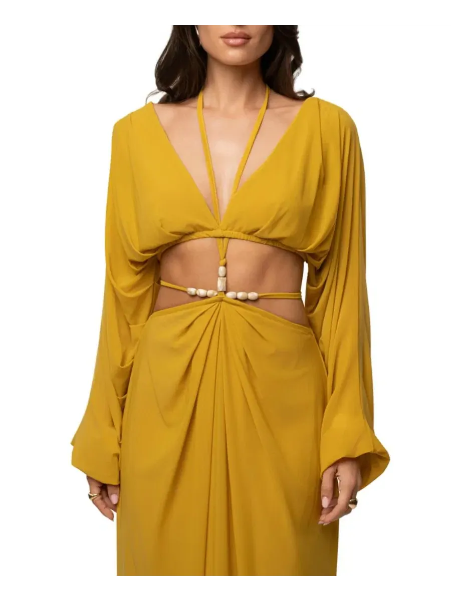 Топ с драпировкой Selene Draped Top JLUXLABEL — изображение 1 из 5, желтый