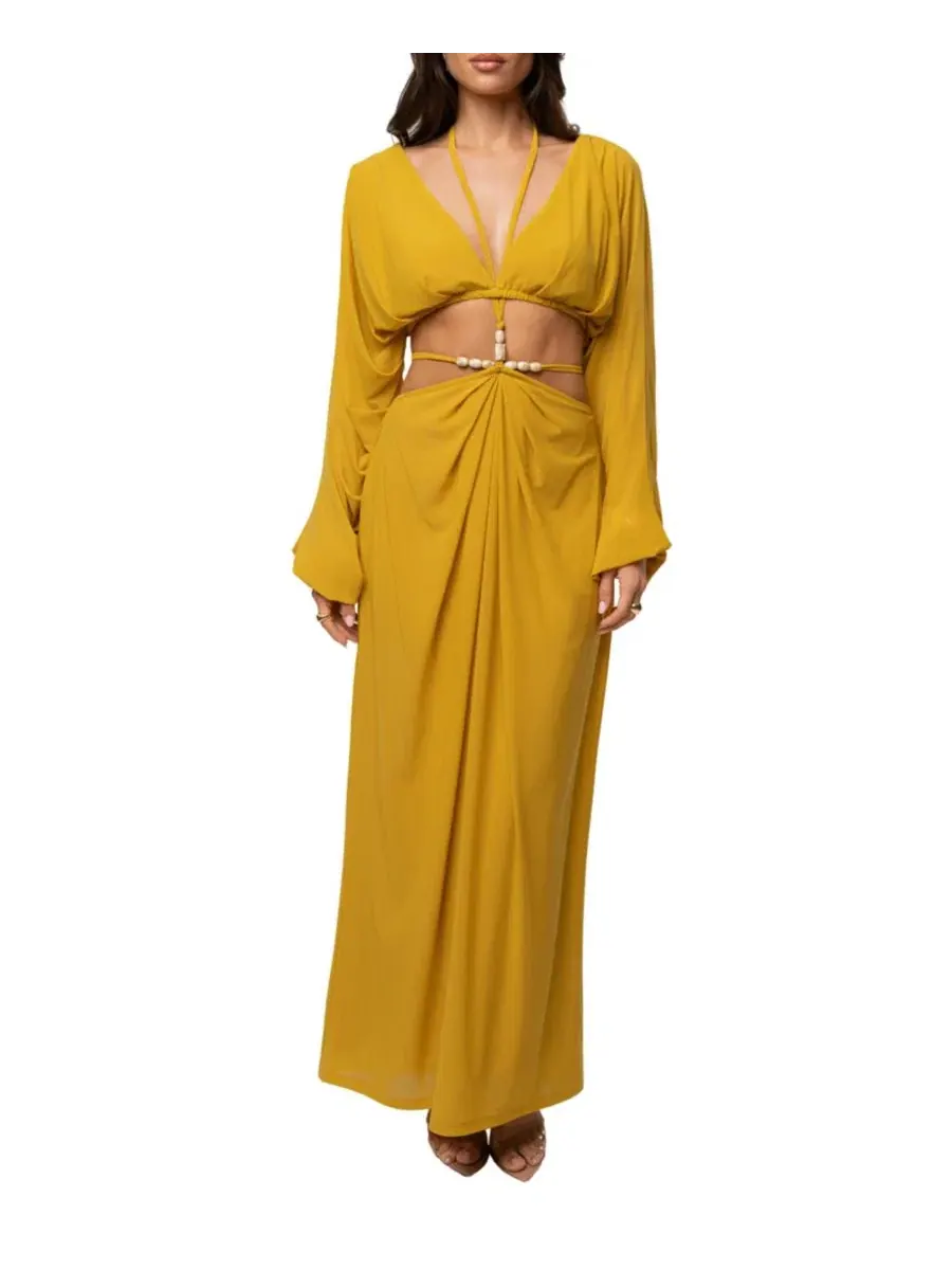 Топ с драпировкой Selene Draped Top JLUXLABEL — изображение 2 из 5, желтый