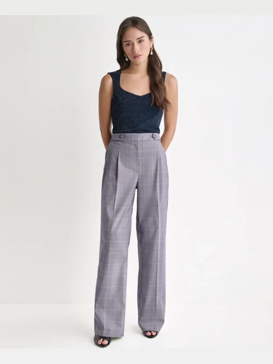 Брюки женские с защипами, широкие BCBG — изображение 2 из 5, светлый мульти