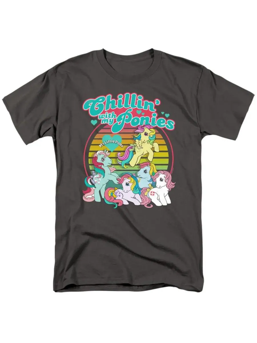 Футболка с длинным рукавом, с принтом, модель Retro Chillin with My Ponies Hasbro+ — изображение 1 из 3, приглушенный