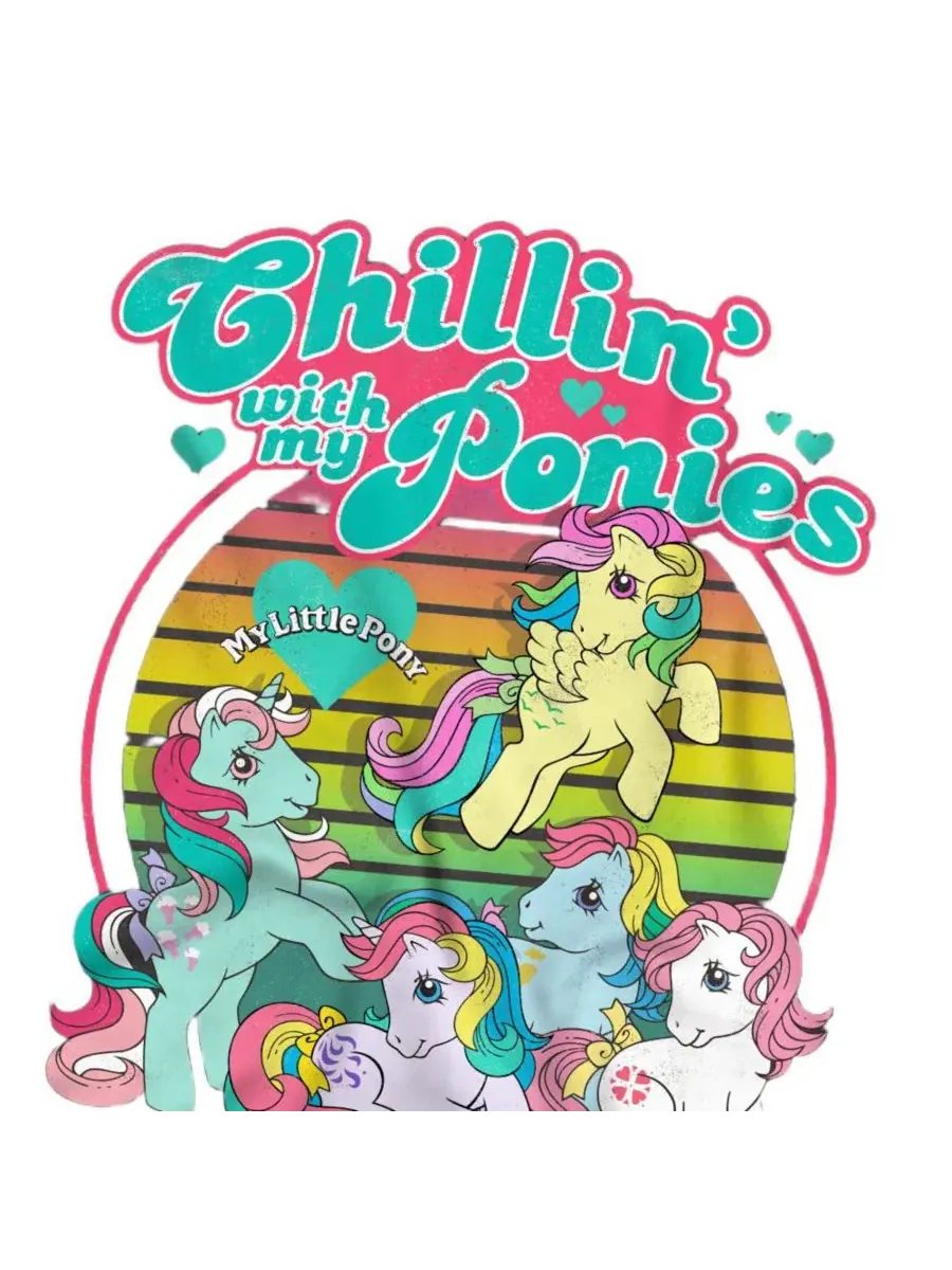 Футболка с длинным рукавом, с принтом, модель Retro Chillin with My Ponies Hasbro+ — изображение 2 из 3, приглушенный