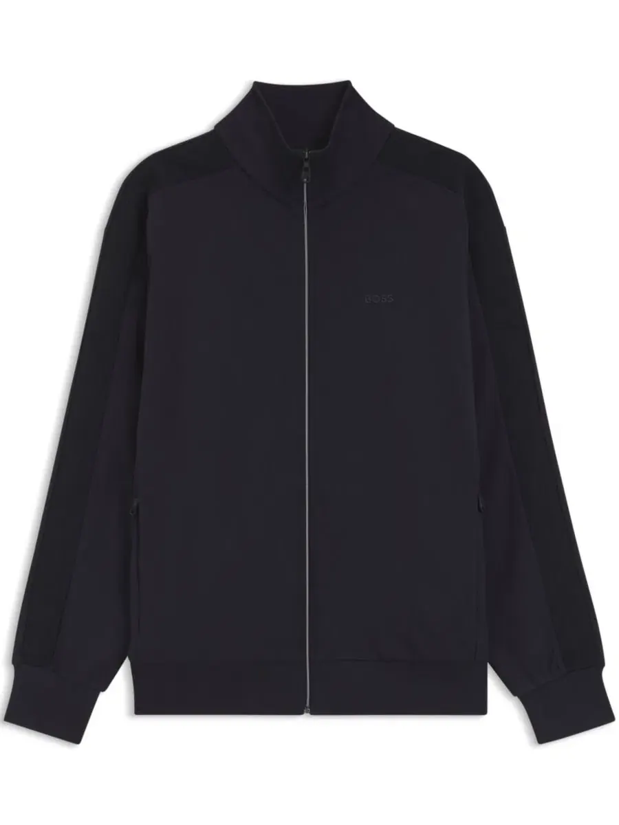 Свитшот мужской с жаккардовой лентой, модель Tonal Jacquard Tape Hugo Boss — изображение 2 из 5, синий