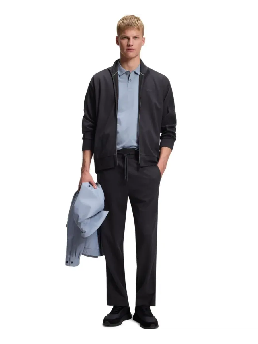 Свитшот мужской с жаккардовой лентой, модель Tonal Jacquard Tape Hugo Boss — изображение 4 из 5, синий
