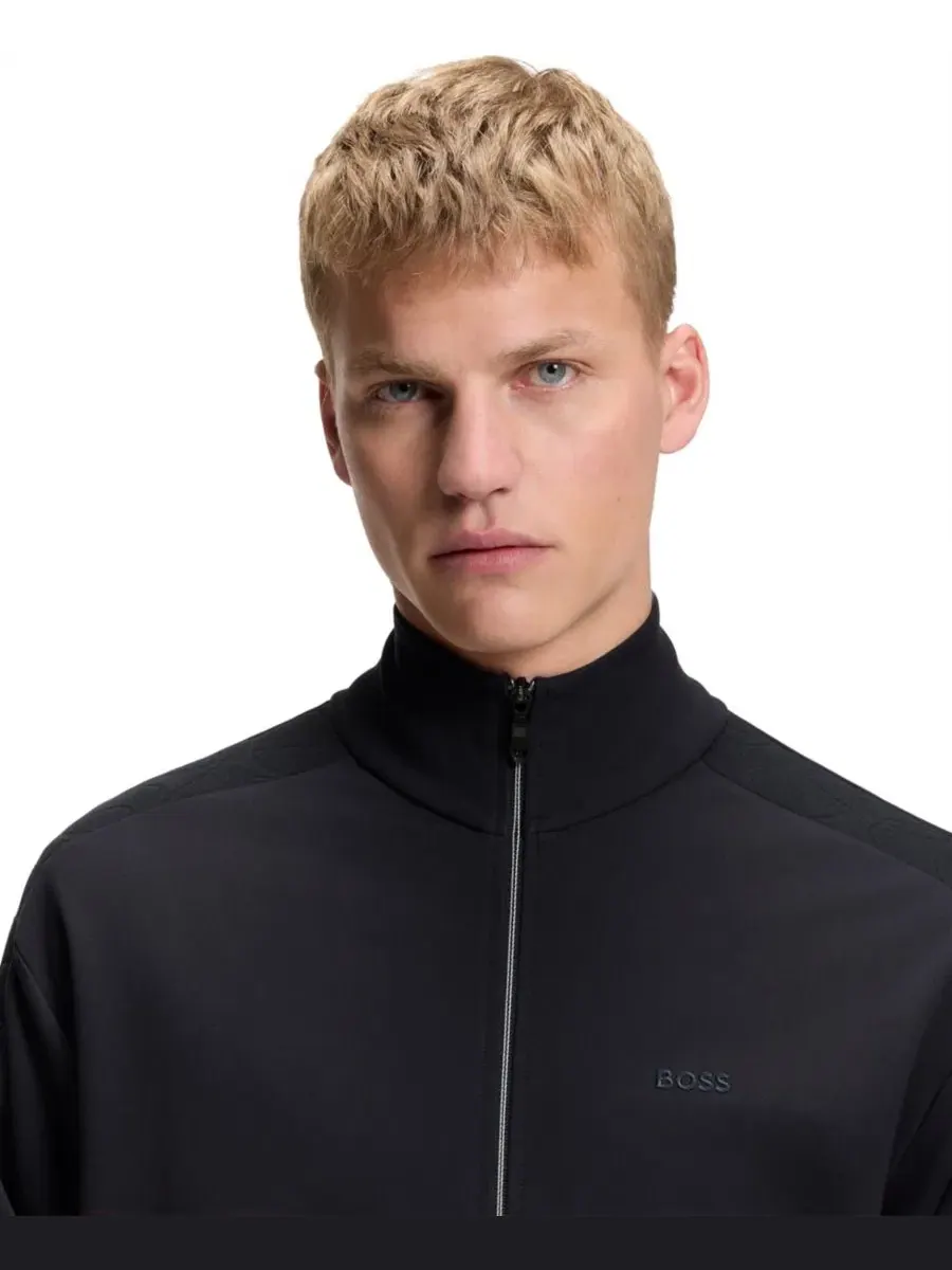 Свитшот мужской с жаккардовой лентой, модель Tonal Jacquard Tape Hugo Boss — изображение 5 из 5, синий