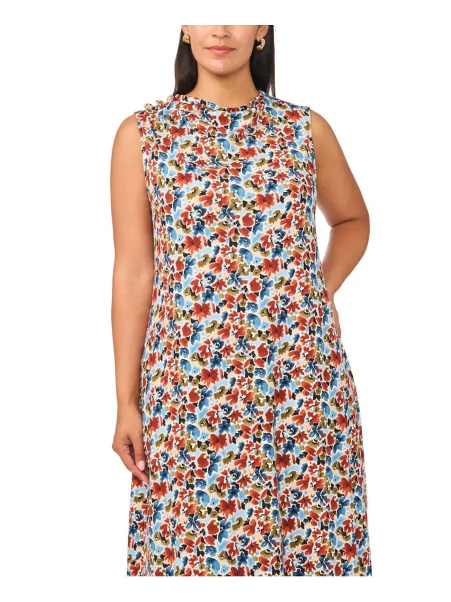 Платье миди без рукавов с плиссировкой Mock-Neck Pleated Vince Camuto — изображение 2 из 4