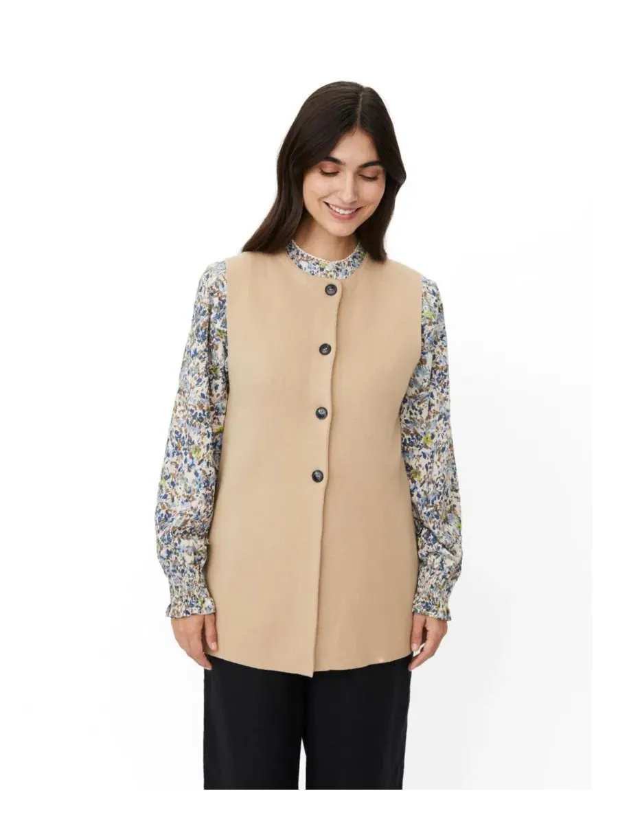 Женский удлиненный безрукавный кардиган MaLinbine Longline Sleeveless Cardigan Masai Copenhagen — изображение 1 из 6, ладан