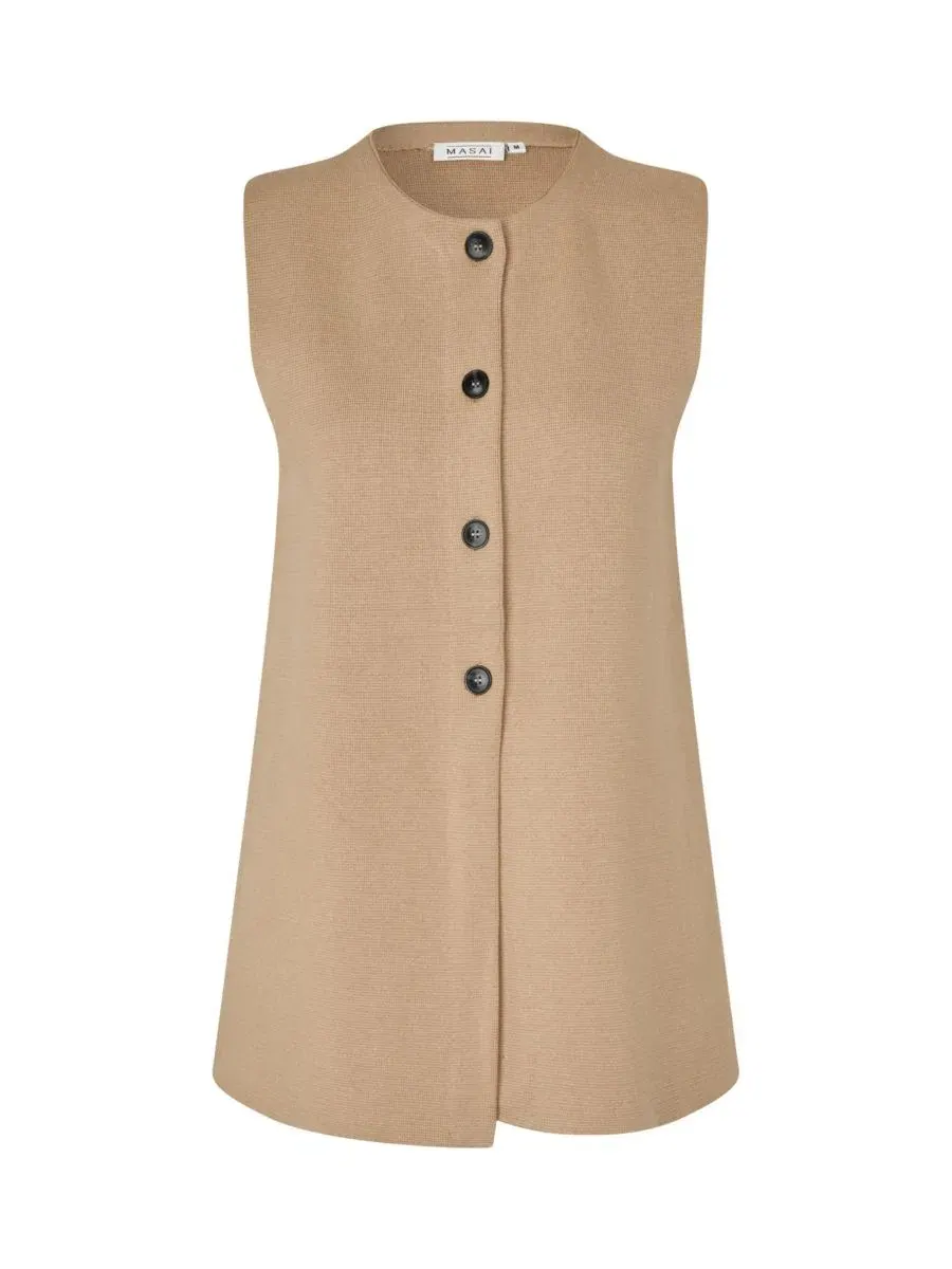 Женский удлиненный безрукавный кардиган MaLinbine Longline Sleeveless Cardigan Masai Copenhagen — изображение 4 из 6, ладан