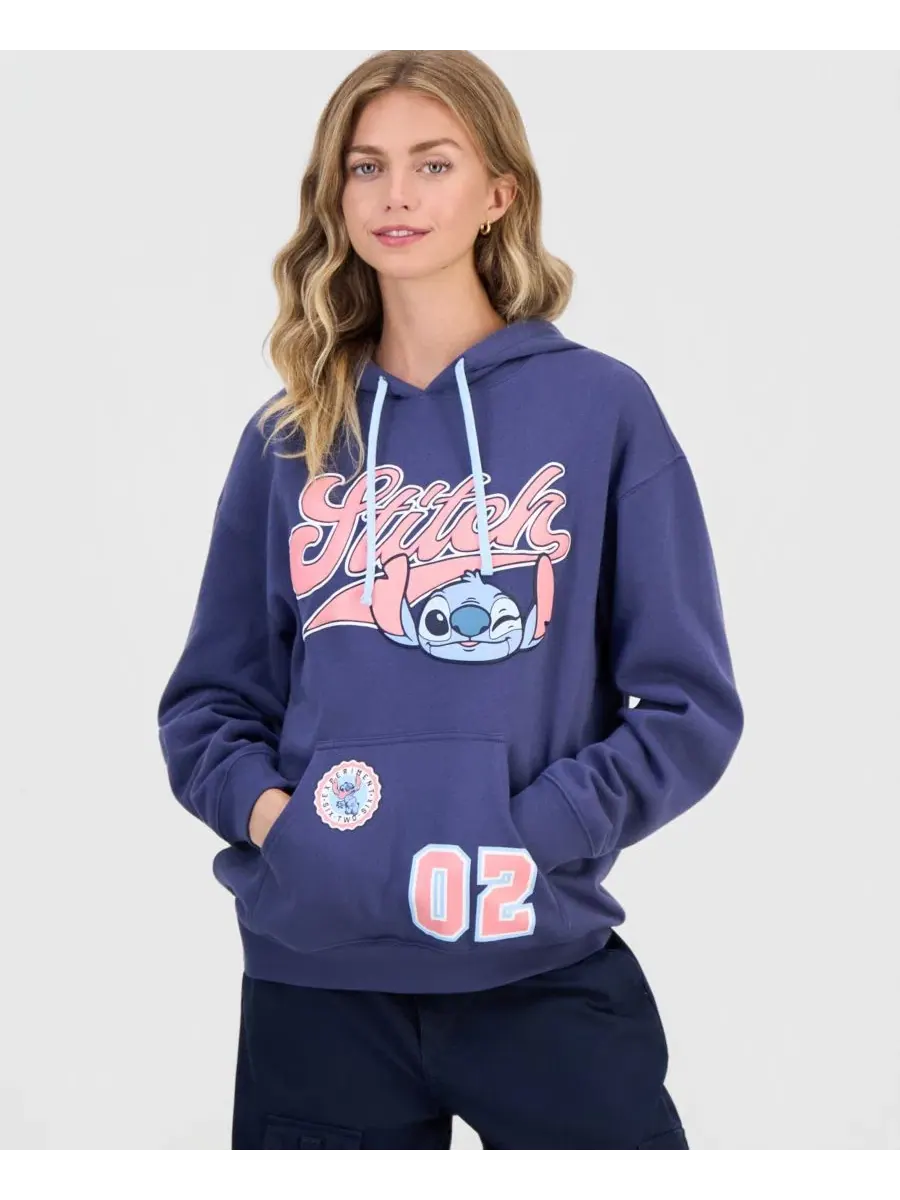 Худи с принтом Stitch, модель Juniors' Stitch Graphic Hoodie Disney — изображение 1 из 4, темно-синий