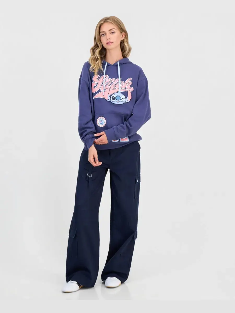 Худи с принтом Stitch, модель Juniors' Stitch Graphic Hoodie Disney — изображение 2 из 4, темно-синий