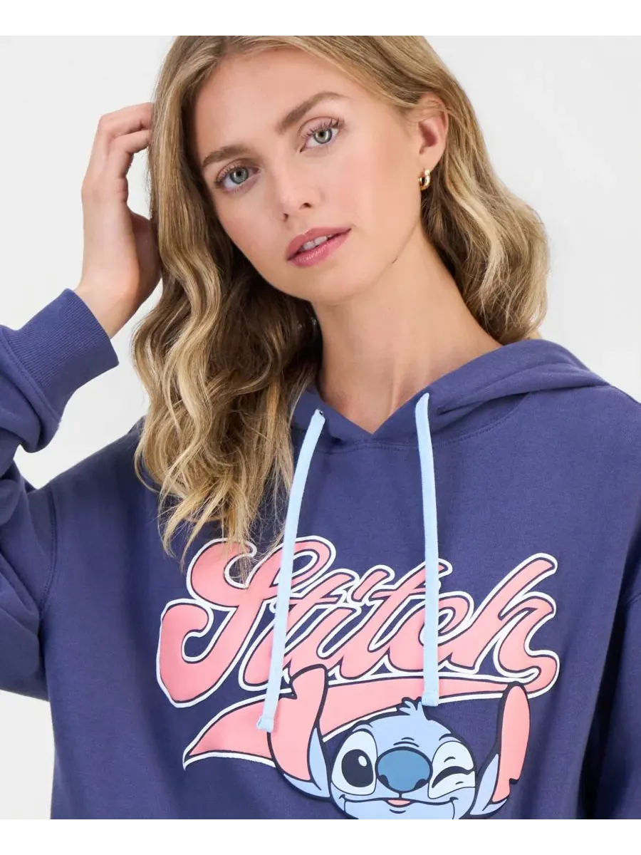 Худи с принтом Stitch, модель Juniors' Stitch Graphic Hoodie Disney — изображение 3 из 4, темно-синий