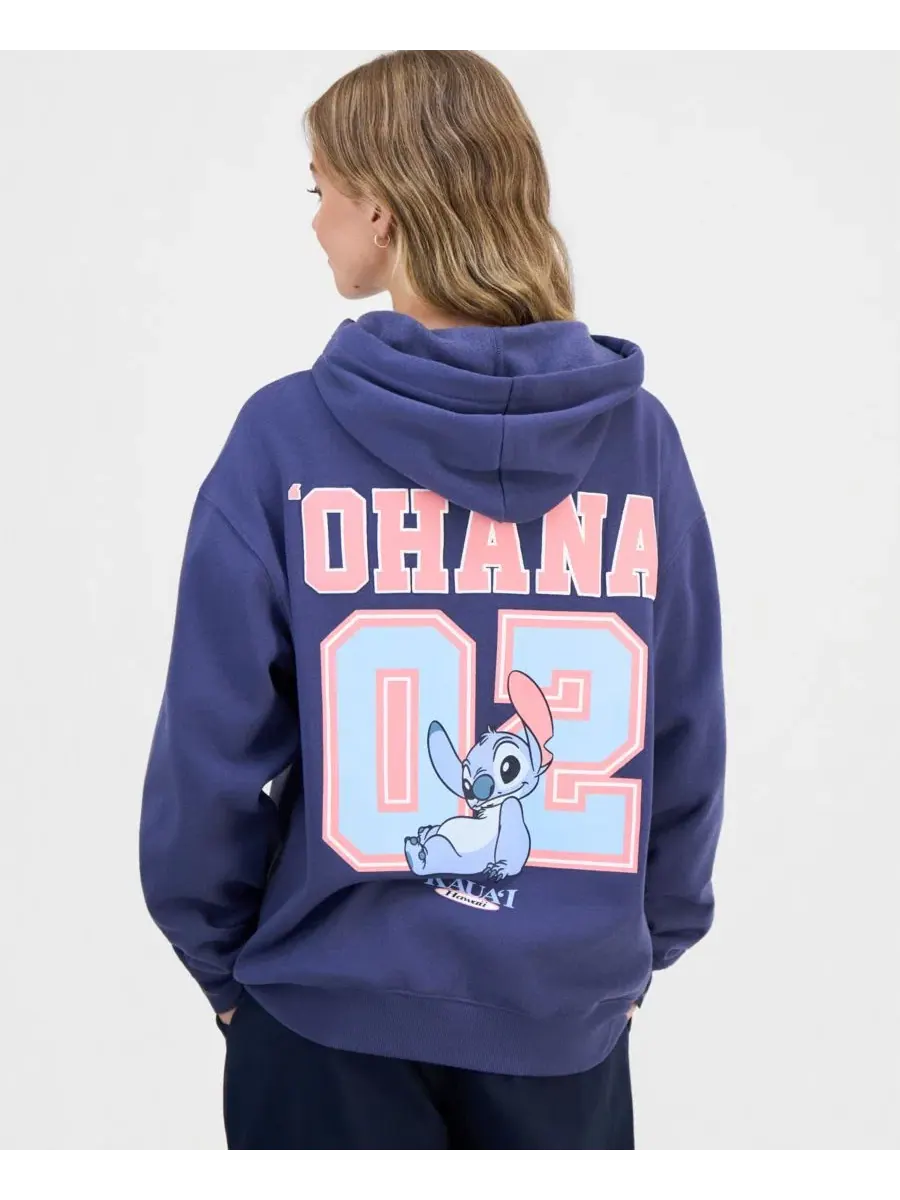 Худи с принтом Stitch, модель Juniors' Stitch Graphic Hoodie Disney — изображение 4 из 4, темно-синий