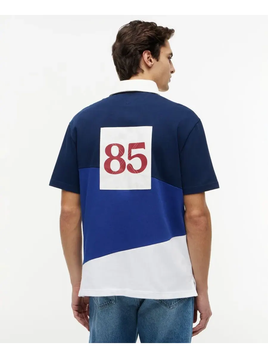 Мужская футболка-поло с цветовой блокировкой и принтом Tommy Hilfiger — изображение 4 из 4, темно-синий/мульти