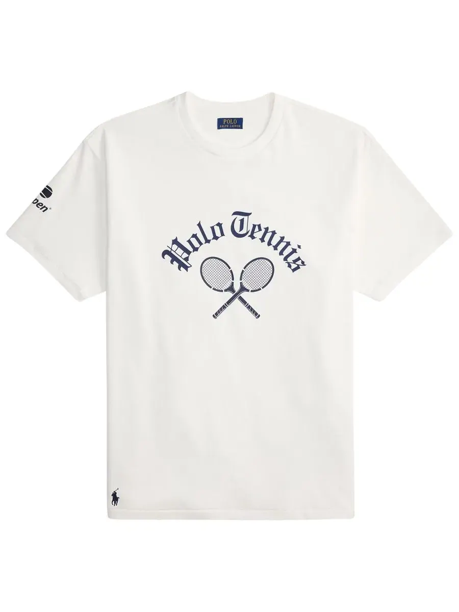 Футболка с принтом Polo Tennis Polo Ralph Lauren — изображение 5 из 6, белый