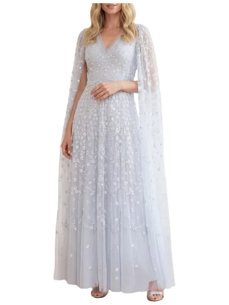 Платье-макси с длинным рукавом Clover Cape Sleeve Ankle Gown Needle & Thread