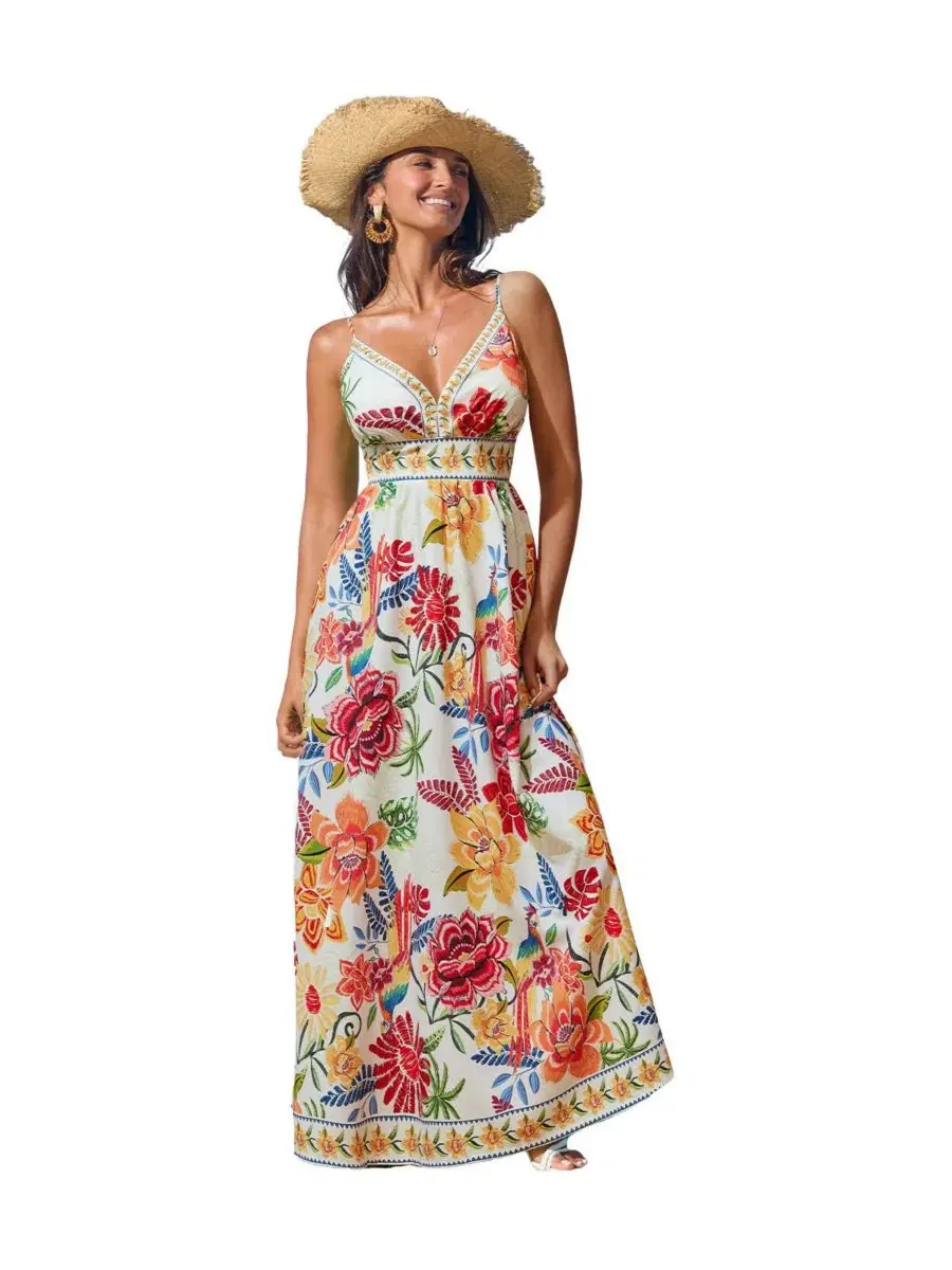Макси-платье с принтом Born to Be Bold Floral Cupshe