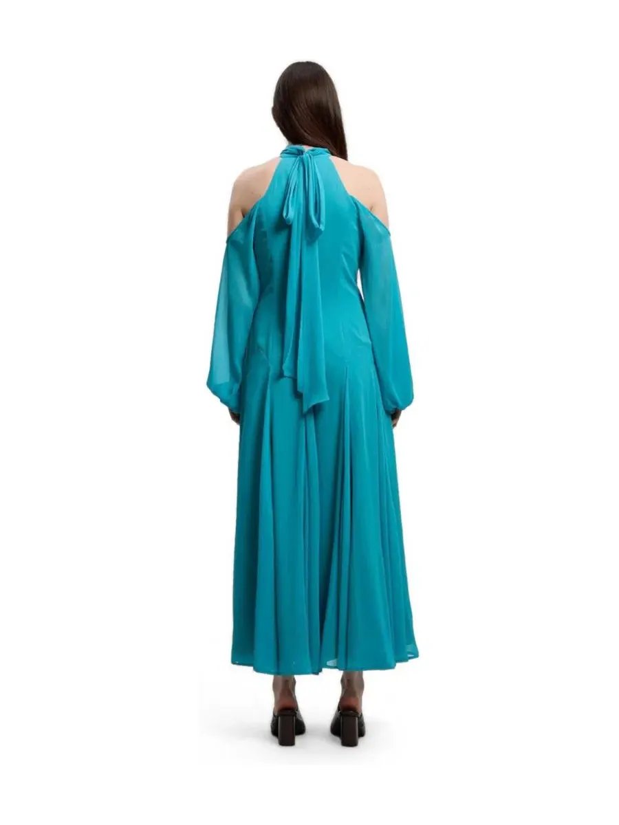 Платье макси с открытыми плечами, модель Cold Shoulder Karen Millen — изображение 3 из 4, голубой