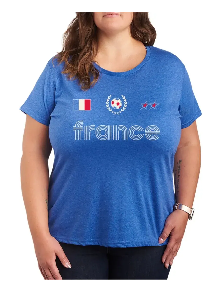 Футболка с принтом Франция Plus Size Heather Royal Blue — изображение 1 из 3, синий
