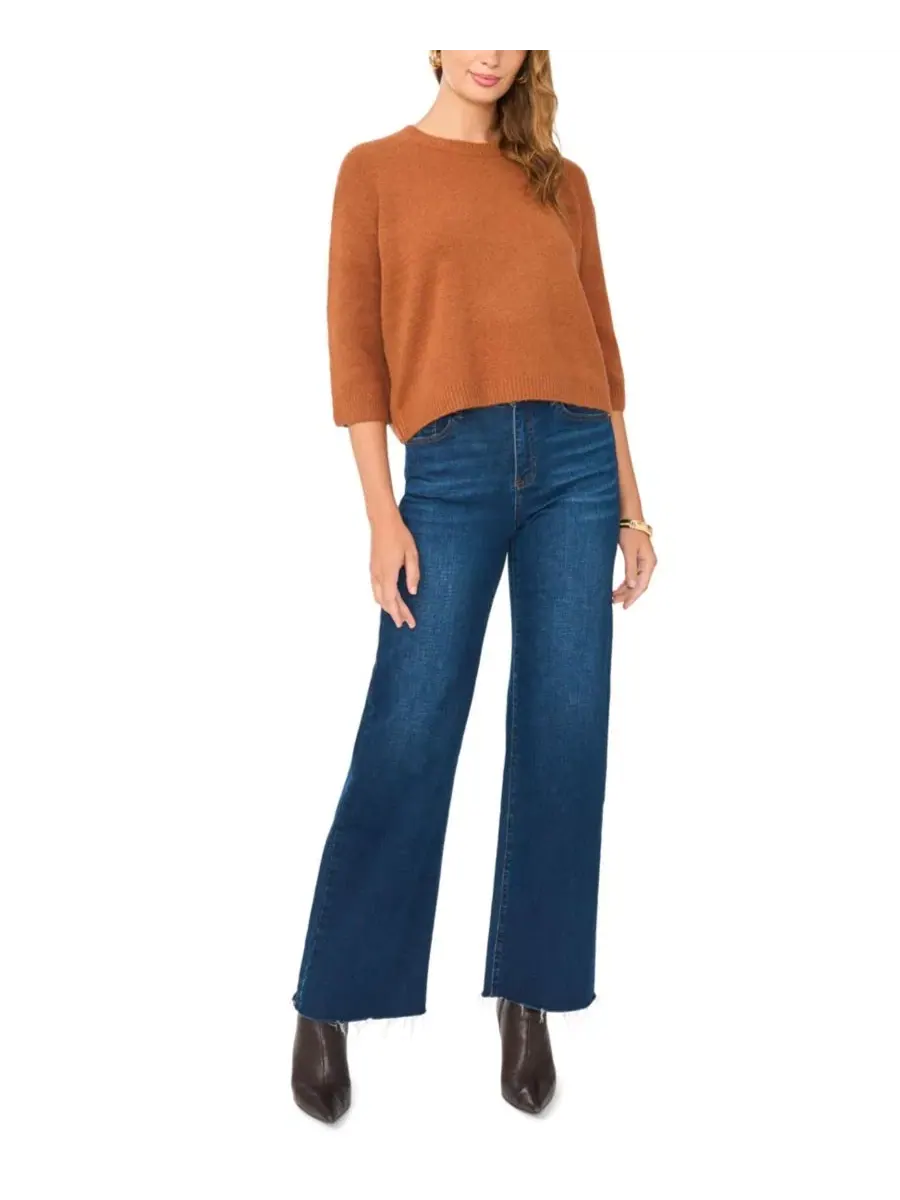 Свитер женский с рукавом 3/4 и круглым вырезом Vince Camuto — изображение 2 из 6, сиенный