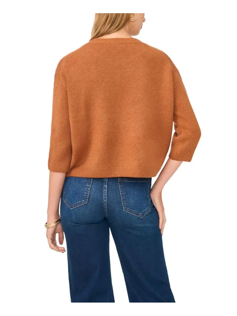 Свитер женский с рукавом 3/4 и круглым вырезом Vince Camuto — изображение 4 из 6, сиенный