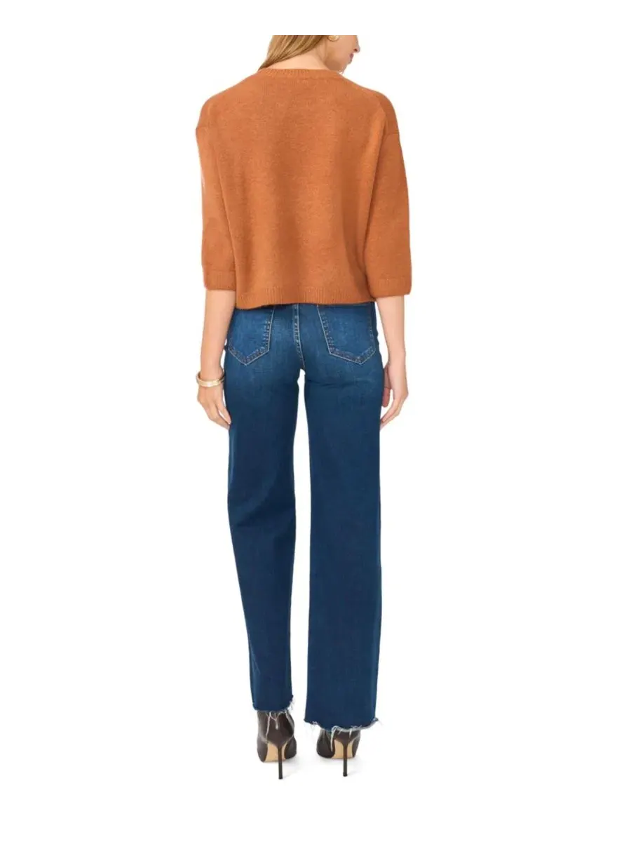 Свитер женский с рукавом 3/4 и круглым вырезом Vince Camuto — изображение 5 из 6, сиенный