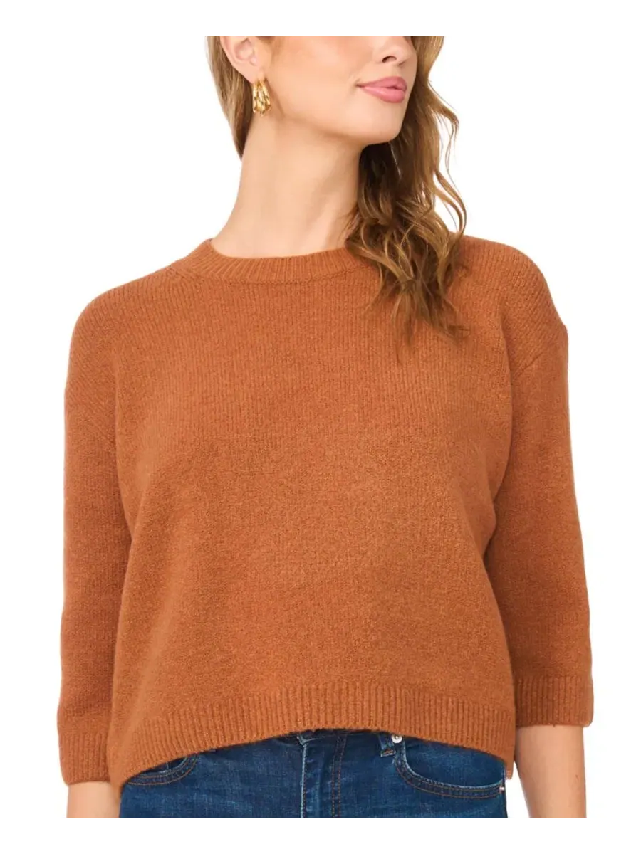 Свитер женский с рукавом 3/4 и круглым вырезом Vince Camuto — изображение 6 из 6, сиенный