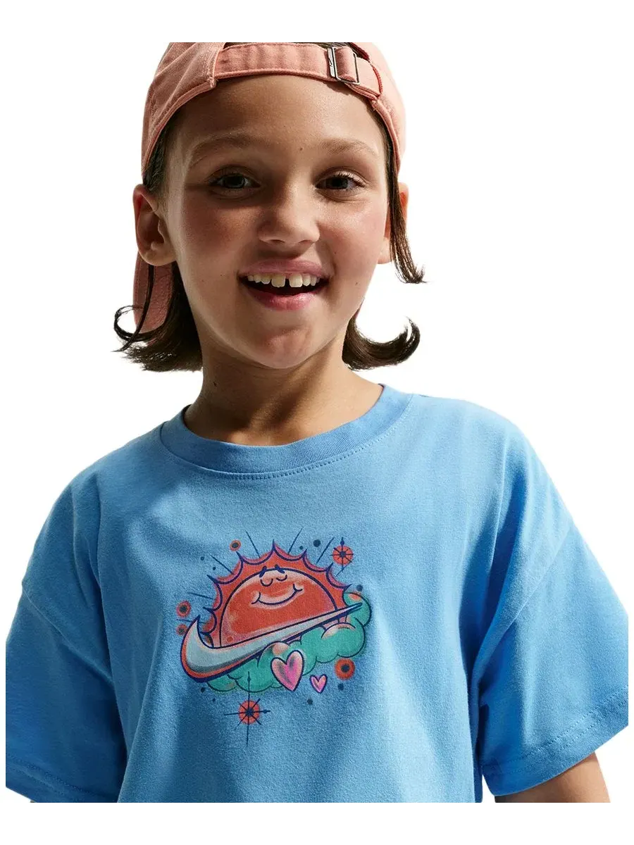 Спортивная футболка с круглым вырезом для девочек 7-16 лет Nike — изображение 2 из 5, синий