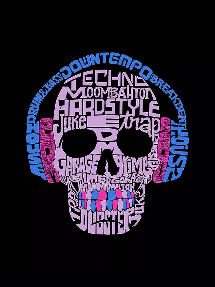 Мужская толстовка с капюшоном в стиле Word Art of Edm Music LA Pop Art — изображение 3 из 3, черный