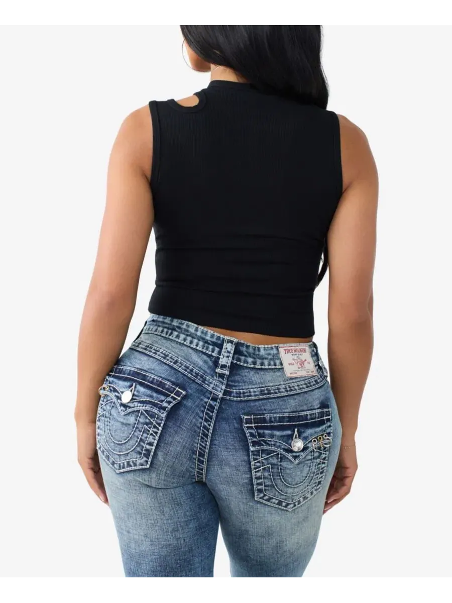Топ с кристаллами и вырезами True Religion — изображение 3 из 3, черный