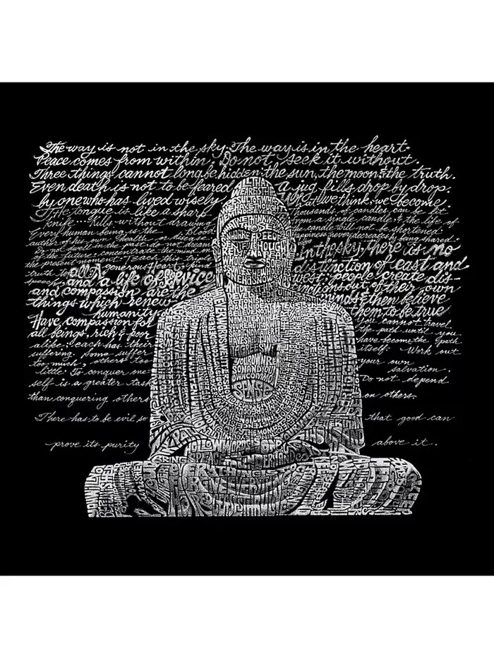 Мужская толстовка с капюшоном Word Art - Zen Buddha LA Pop Art — изображение 2 из 3, черный