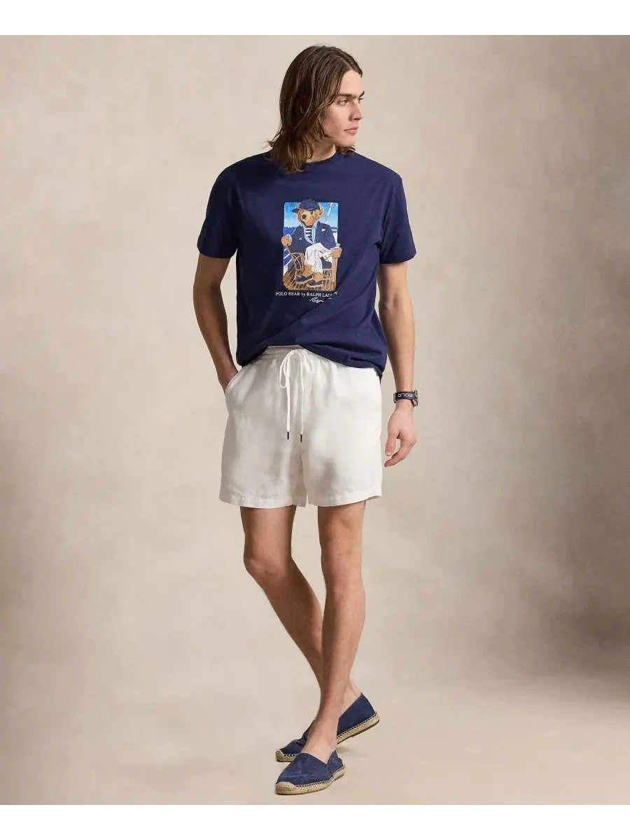 Мужская футболка с коротким рукавом и графическим принтом Polo Ralph Lauren — изображение 2 из 6, темно-синий